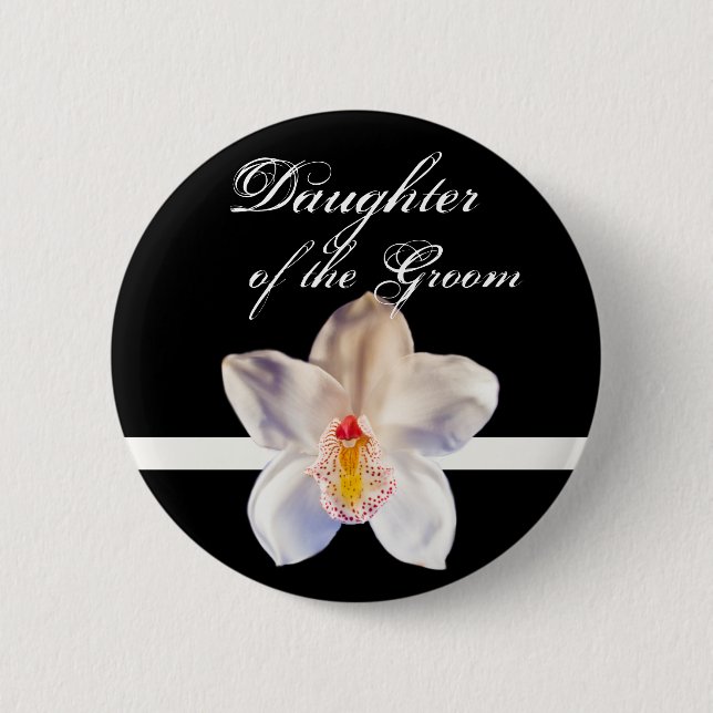 Daughter Of The Groom Wedding ID Badge 2 Inch Round Button (Front)