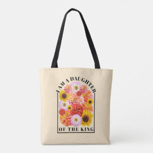 Daughter of The King Bible Verse Wildflower Faith Tote Bag