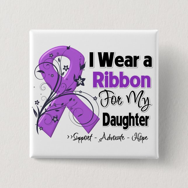 Daughter - Pancreatic Cancer Ribbon 2 Inch Square Button (Front)