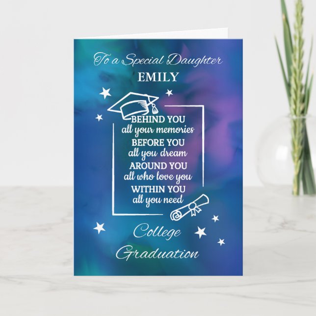 Daughter Personalize College Graduation Quote Card (Front)