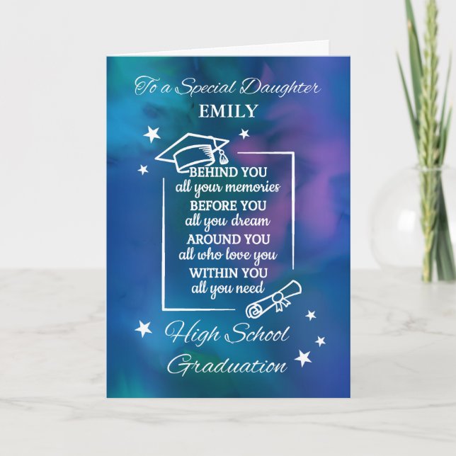 Daughter Personalize High School Graduation Quote Card (Front)