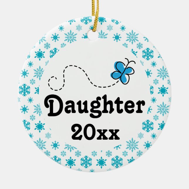 Daughter Personalized Snow Christmas Ornament (Front)