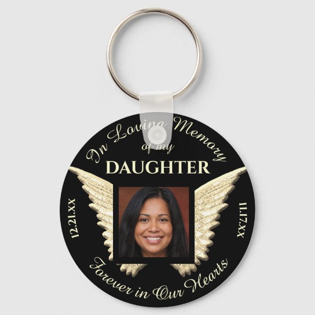 Daughter Photo Memorial Keychain (Front)