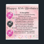 Daughter Poem  40th Birthday Notepad<br><div class="desc">A great gift for daughter on her 40th birthday</div>