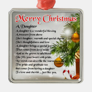 Daughter Poem - Christmas Image Metal Ornament