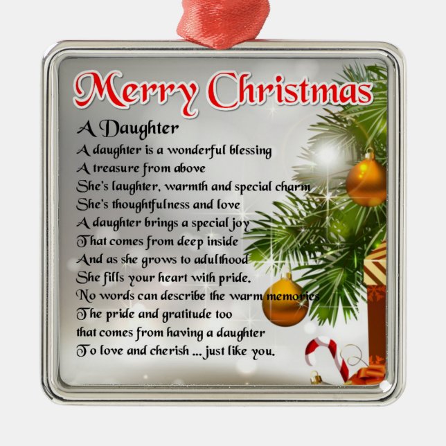 Daughter Poem - Christmas Image Metal Ornament (Front)
