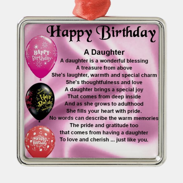 daughter poem  happy birthday metal ornament (Front)