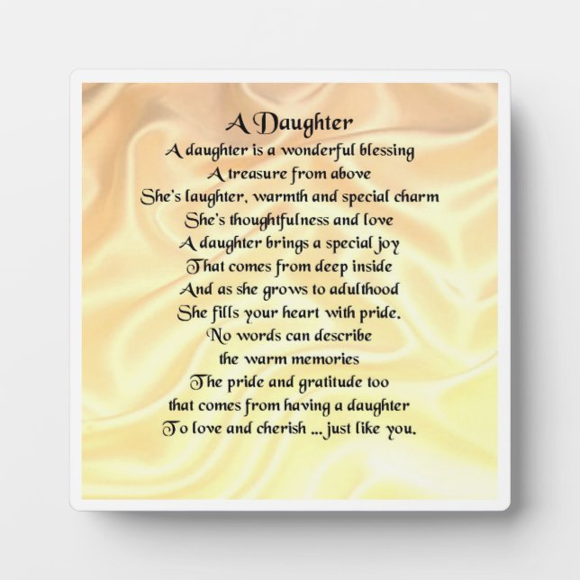 Daughter Poem Plaque - Cream Silk  Design (Front)