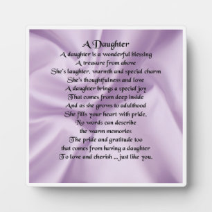 Daughter Poem Plaque - Lilac Silk  Design