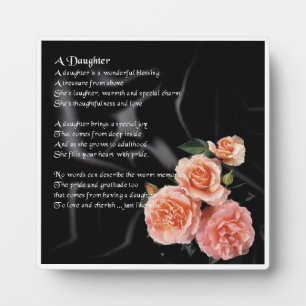 Daughter Poem Plaque - Roses on black  Design