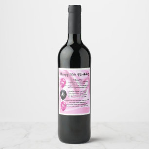 Daughter  Poem Wine Bottle Label -  30th Birthday