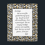Daughter Proud of You Fleece Blanket<br><div class="desc">This blanket with it's modern font and black and gold leopard print edge is a great way to tell your daughter how much you love her and what a blessing she is to you. She will love wrapping up in your love and feel the warmth of your presence even though...</div>
