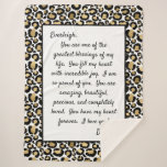 Daughter Proud of You Sherpa Blanket<br><div class="desc">This large 60 x 80 blanket with loving words and a black and gold leopard print edge is a great way to tell your daughter how much you love her and how amazing she is. She will love wrapping up in your love and feel the warmth of your presence even...</div>