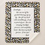 Daughter Proud of You Sherpa Blanket<br><div class="desc">This large 50 x 60 blanket with loving words and a black and gold leopard print edge is a great way to tell your daughter how much you love her and how amazing she is. She will love wrapping up in your love and feel the warmth of your presence even...</div>