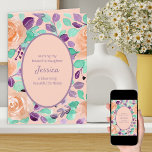Daughter Purple Peach Personalized Floral Birthday Card<br><div class="desc">Personalized birthday card for a daughter, aunt, grandma, sister, friend, mom or other female relative. This pretty watercolor floral design has rose blooms, flowers and foliage in shades of purple, apricot peach and green. The wording on the front is fully editable and currently reads "wishing my beautiful daughter [name] a...</div>