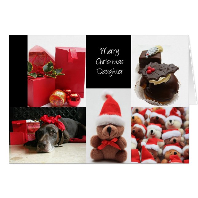 Daughter red christmas collage card (Front Horizontal)