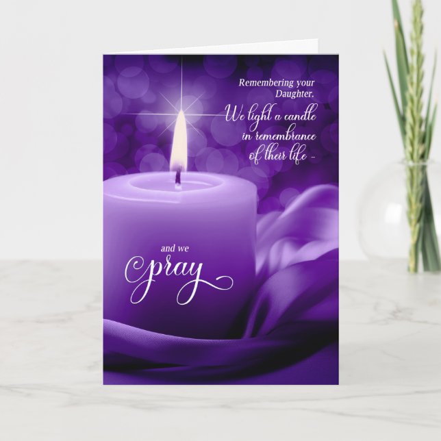 Daughter Remembrance Anniversary of Death Purple Card (Front)