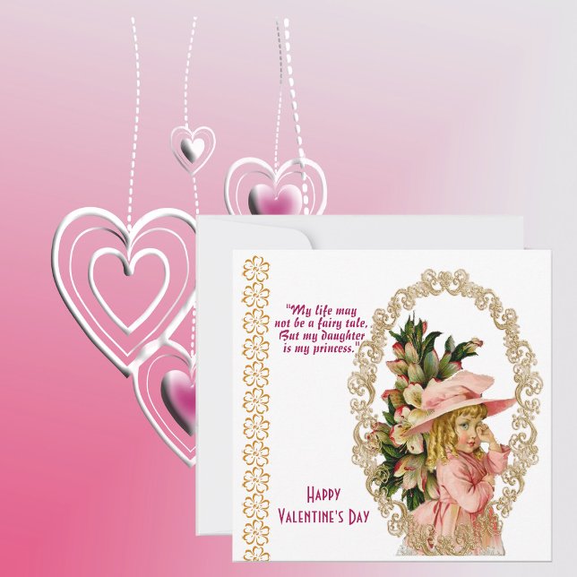 Daughter Rustic Gold Frame Vintage Valentine Card (Daughter Rustic Gold Frame Vintage Valentine Card)