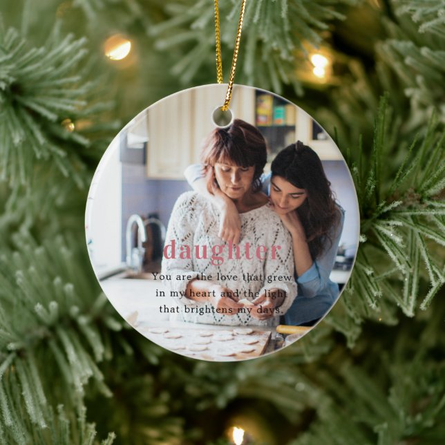 Daughter | Sentimental Photo Keepsake Christmas Ceramic Ornament (Tree)