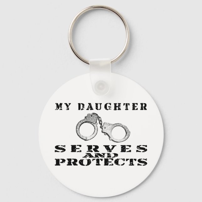 Daughter Serves Protects - Hat Keychain (Front)