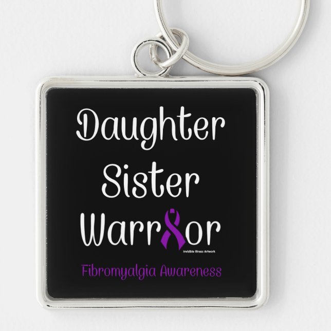 Daughter Sister Warrior...Fibro Keychain (Front)
