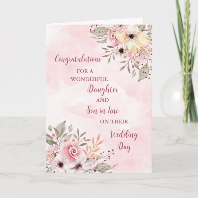 Daughter & Son in Law Wedding Day Congratulations Card (Front)