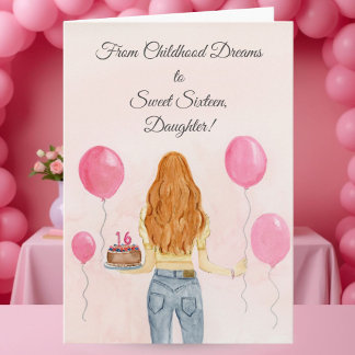 Daughter Sweet Sixteen Girl in Jeans Celebrating Card