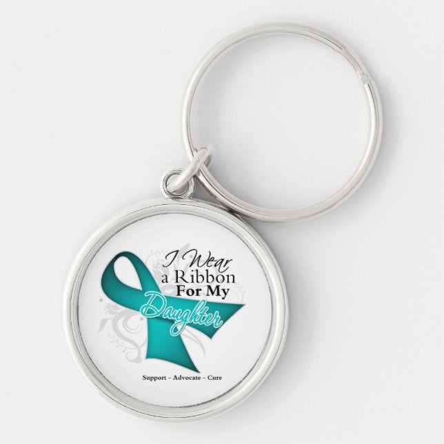 Daughter - Teal Ribbon Awareness Keychain (Front)