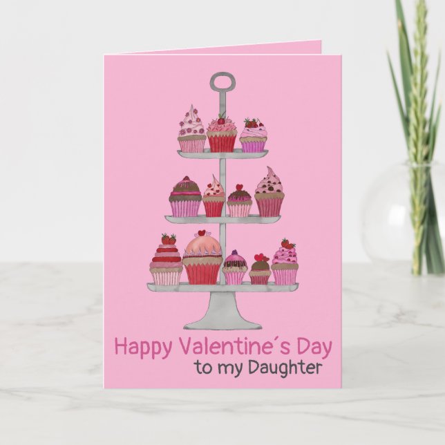 Daughter Valentine´s Cupcakes customizable Card (Front)