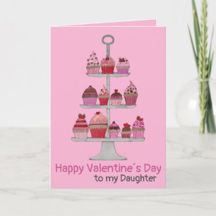 Daughter Valentine´s Cupcakes customizable Card