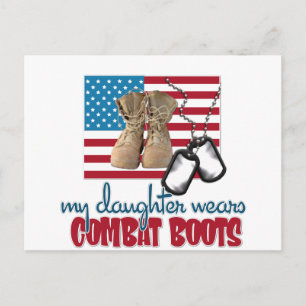 Daughter wears combat boots postcard