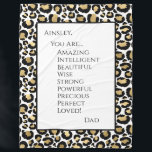 Daughter You Are Amazing Fleece Blanket<br><div class="desc">This blanket with it's modern font and black and gold leopard print edge is a great way to tell your daughter how much you love her and what a blessing she is to you. She will love wrapping up in your love and feel the warmth of your presence even though...</div>