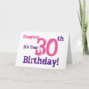 Daughter's 30th birthday greeting in purple, pink. card