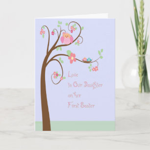 Daughter's First Easter Card with a Flowering Tree