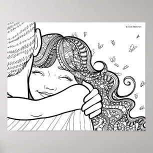 Daughter's Love - Line Art Portrait Poster