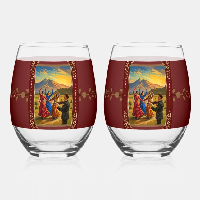 Daughters of Ararat Drinkware Set Stemless Wine Glass (Front)