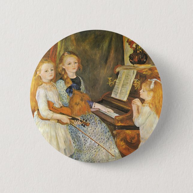 Daughters of Catulle Mendes by Pierre Renoir 2 Inch Round Button (Front)