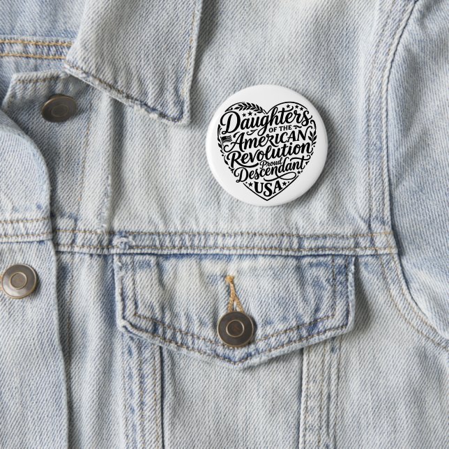Daughters of the American Revolution heart design  2 Inch Round Button (In Situ)