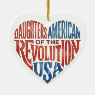 Daughters of the American Revolution USA Heart  Ceramic Ornament