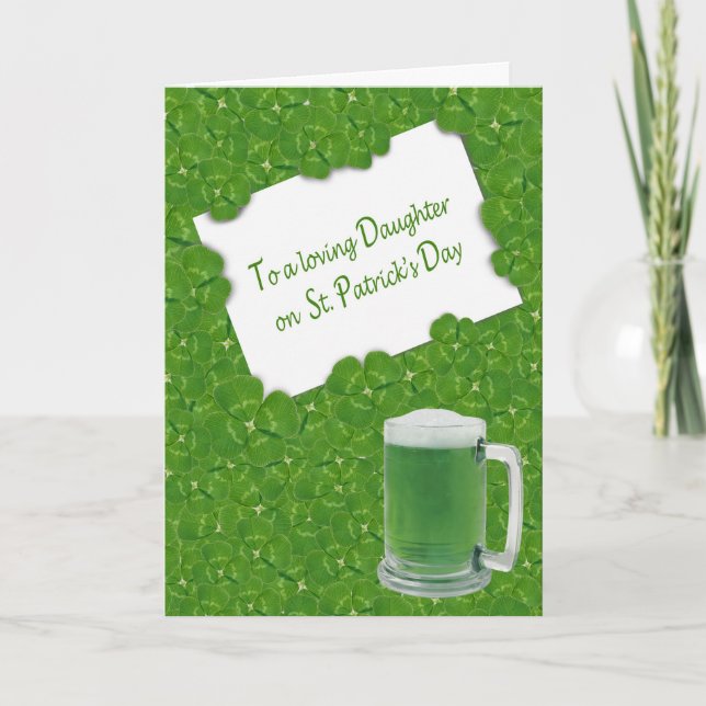 Daughter's St. Patrick's Day Four-leaf Clovers Card (Front)
