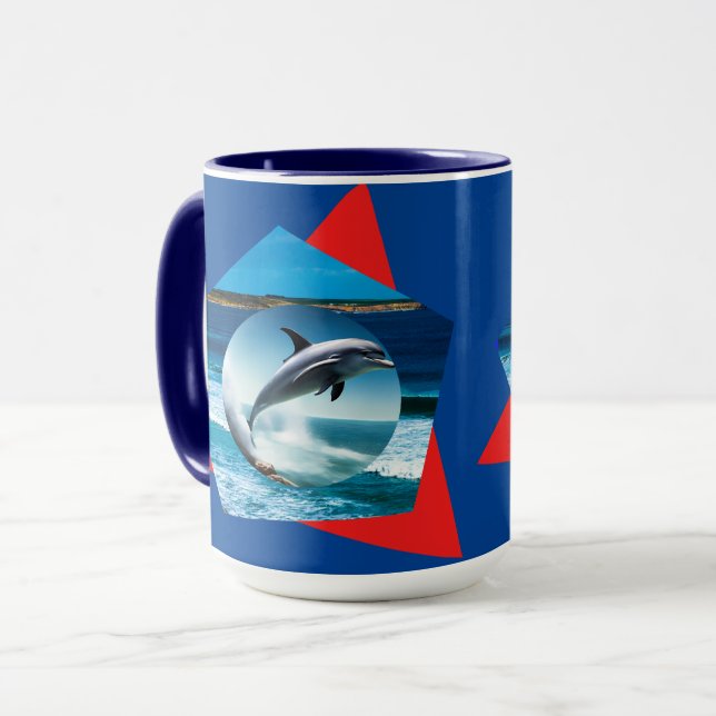 Dauphin Dansant Sur Les Vagues, Mug (Devant gauche)