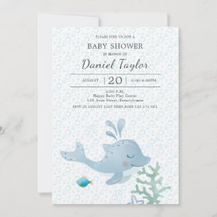 Dauphin d'aquarelle Invitation Baby shower bébé