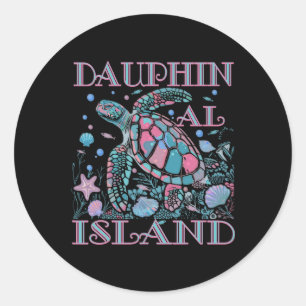 Dauphin Island Al Turtle Lover Colorful Beach Souv Classic Round Sticker