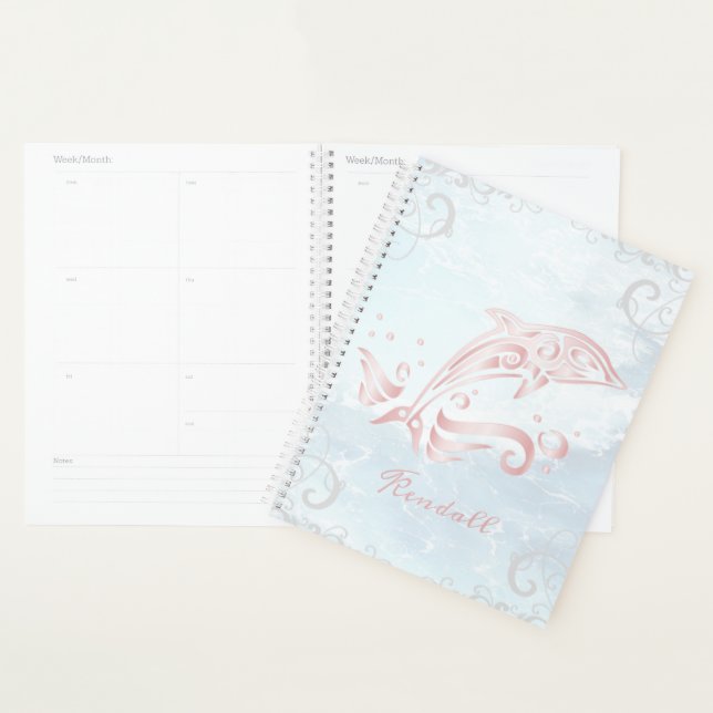 Dauphin rose Planificateur personnalisé (Devant avec enveloppe)