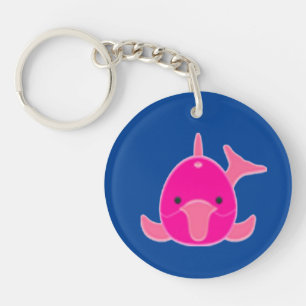 Dauphin rose sur Porte - clé Arrière - plan bleu