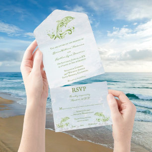 Dauphin vert tout en un mariage Invitation