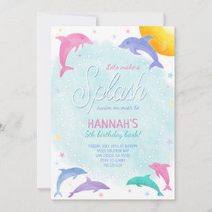 Dauphins magiques Jolie invitation d'anniversaire