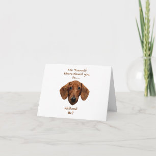 Daushund Dog Hand Drawn Digital Art Adorable Card