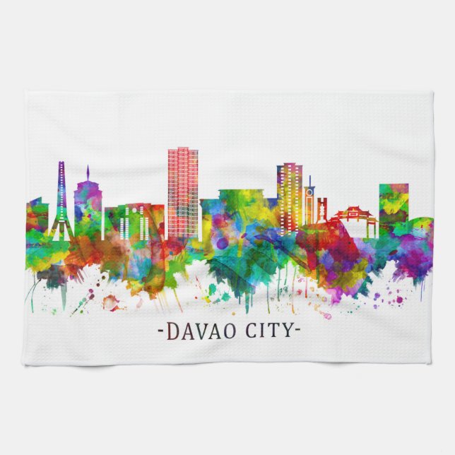 Davao City Philippines Skyline Kitchen Towel (Horizontal)