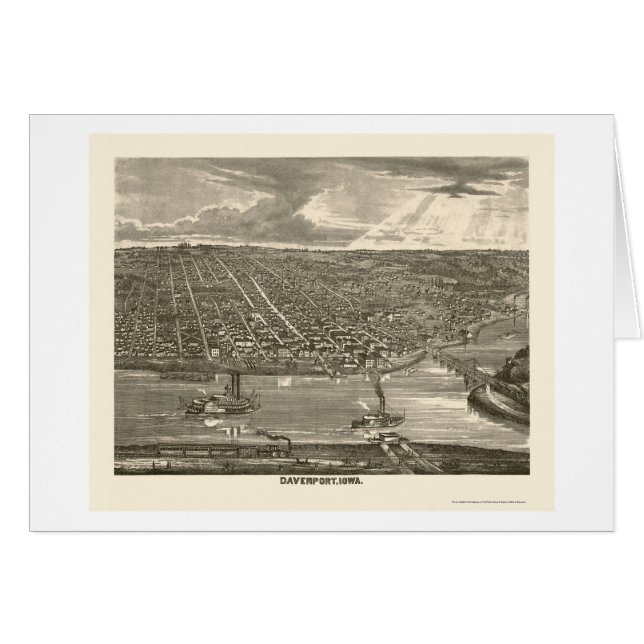 Davenport, IA Panoramic Map - 1875a (Front Horizontal)